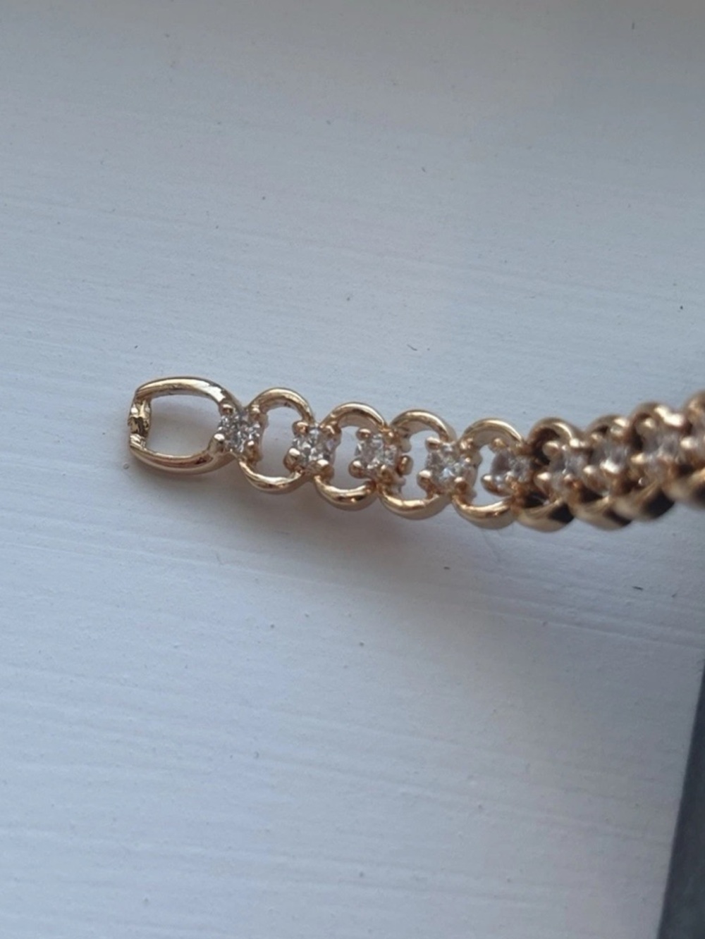 Rose Gold Plated Link Bracelet Dainty CZ Tennis Style Bracelet Elegant - Picture 6 of 13